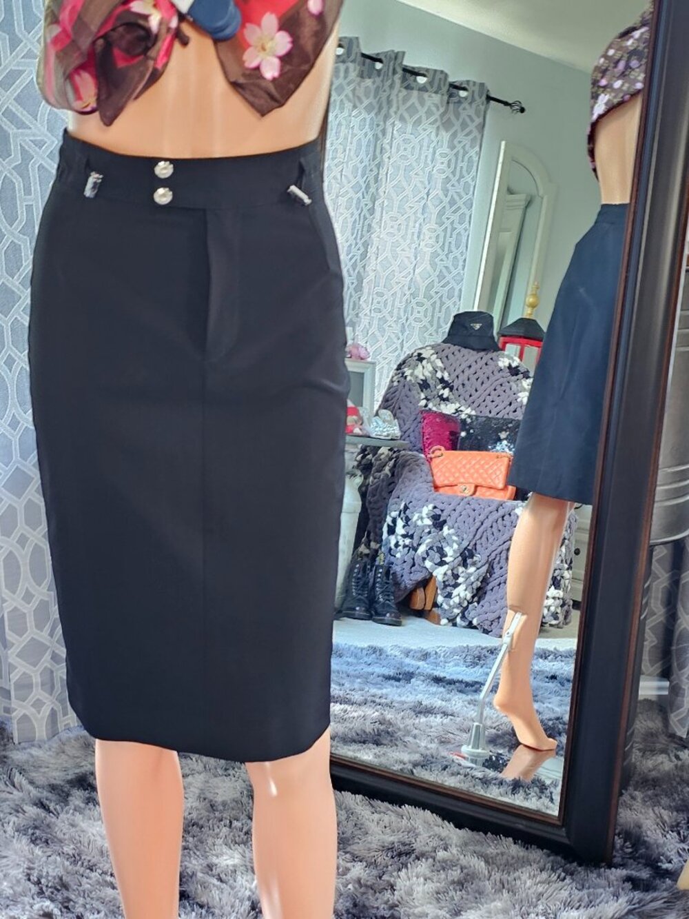 Vertigo Paris Made in France Black Button‑Front Skirt – Size 4